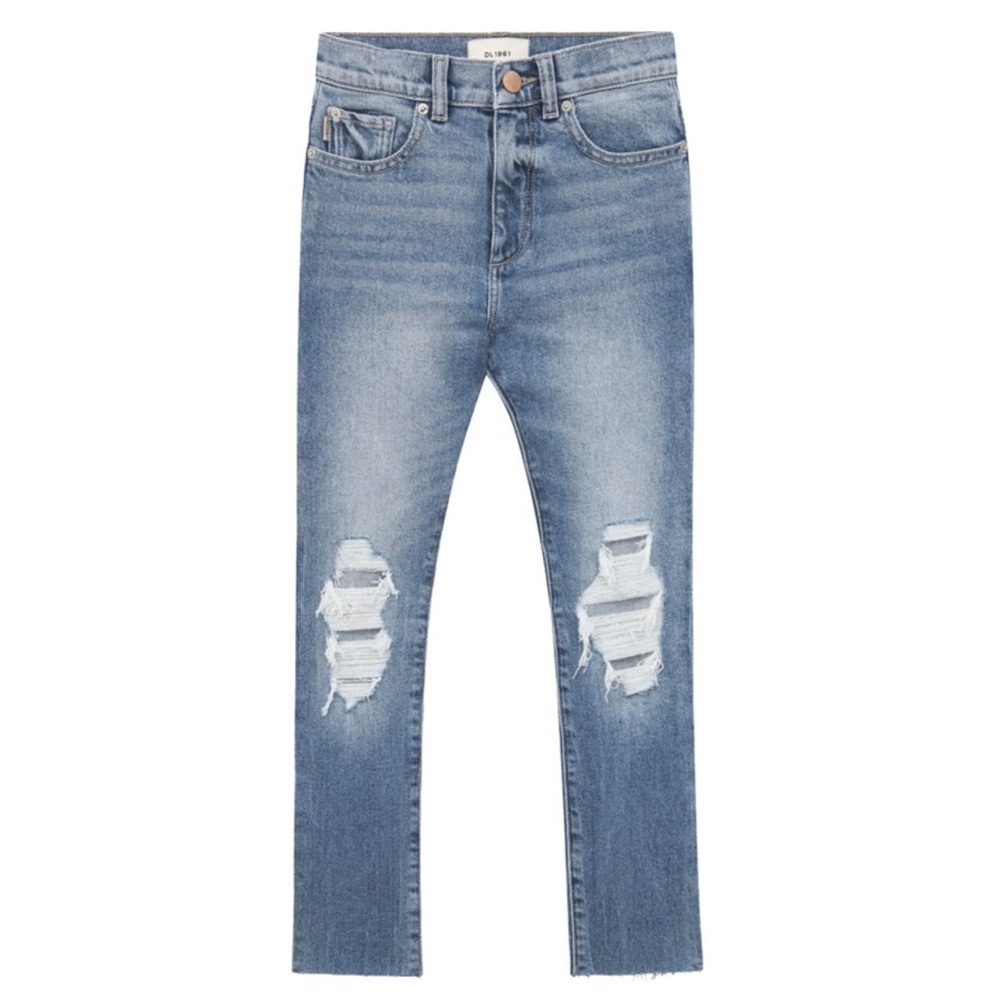 DL1961 Emie Straight High Rise Girl’s Size 12 New Ankle Distressed